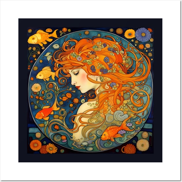 Art Nouveau Beautiful Woman Of The Waters Wall Art by LittleBean